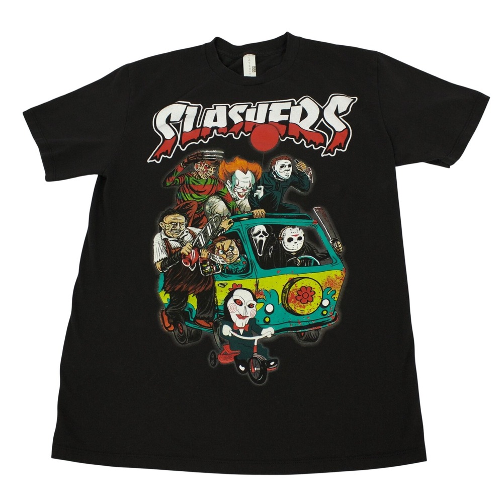 Halloween Slashers Horror Movie Graphic‎ T-Shirt Mens M Black Mystery Machine